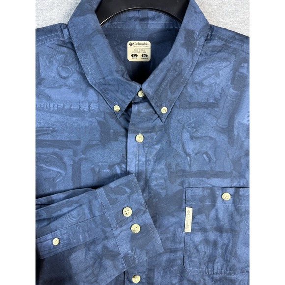 Columbia PHG Mens XL Blue Wildlife Performance‎ Hunting Gear Shirt 100% Cotton - Picture 1 of 7